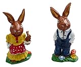 Maße: Osterhasen Mama, H. 6,5 cm x B. 3,5 cm, vollplastisch massiv Gewicht: 109 gr., Osterhasen Papa, H. 7,0 cm x B. 3,5 cm vollplastisch massiv Gewicht 95 gr.