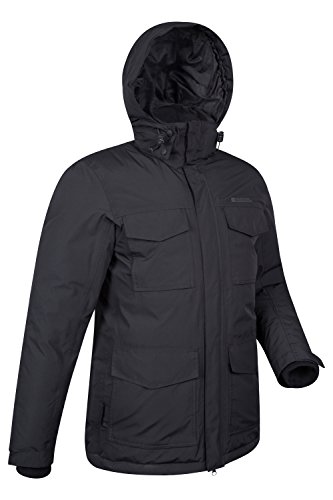 Mountain Warehouse Concord Extreme Mens Down Long Jacket - Waterproof Puffer Coat with Taped Seams, Detachable Hoodie & 4 Pockets - Cold Winter Weather Black M - Image 2