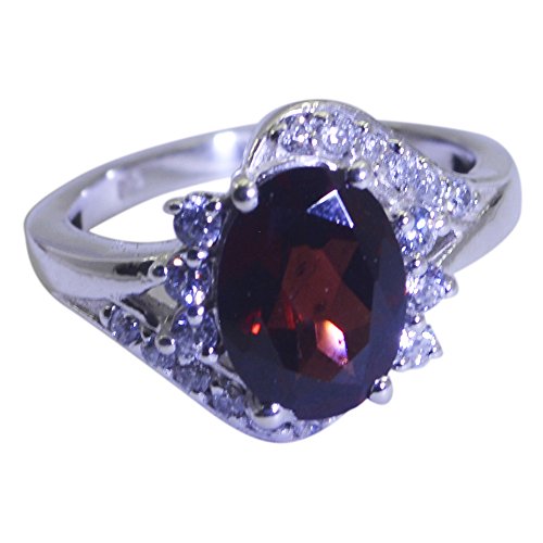 Bague de fiançailles grenat ovale argent cadeau anniversaire