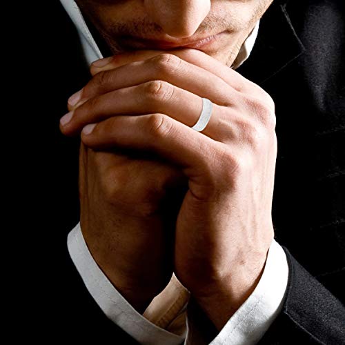 P3 POMPEII3 10K White Gold 6mm Textured Mens Wedding Band3