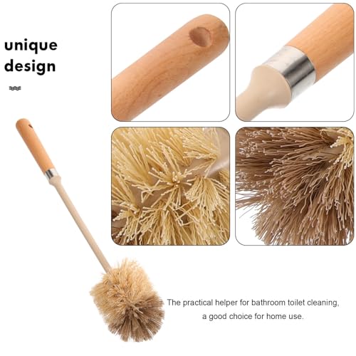 Image of Wooden Toilet Brush with Long Handle for Bathroom and Kitchen Cleaning Multipurpose Bowl Brush for Home Hotel Office Use Hanging Hole for Convenient Storage