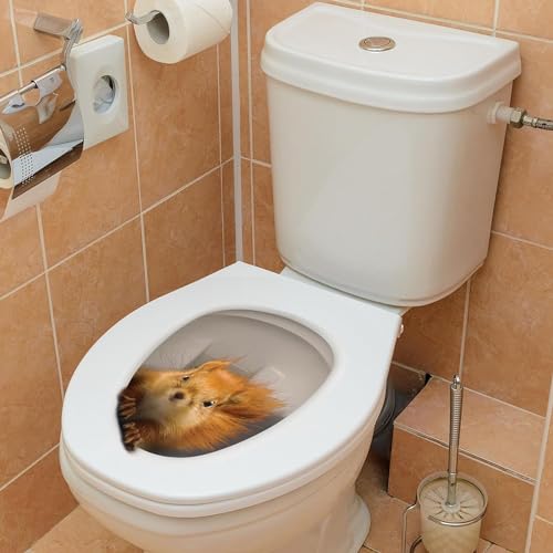 Jowxsx 3D Eichhörnchen Toilettensitz Aufkleber, Badezimmer WC Toilettendeckel