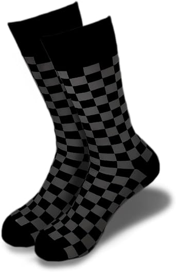 Mens Novelty Checker Crew Socks Sizes 6-12 - Stylish Quality Fit for Skateboard, Nights Out, Work, Fun Every Day Comfort