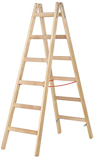 Hymer 7141016 Holz-Sprossenstehleiter, 2x8 Sprossen