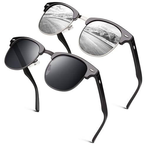 Image of GQUEEN Horn Rimmed Half Frame Polarised Sunglasses Mens Womens UV400