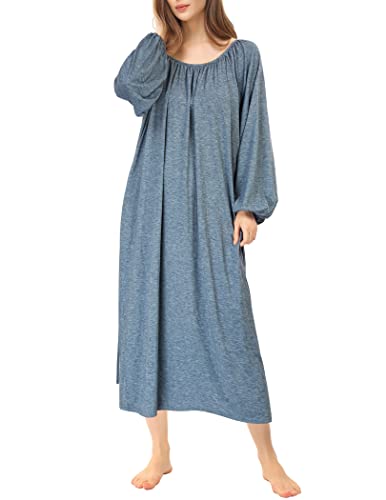 Zexxxy Women's Lantern Long Sleeve Nightgowns Pleated Oversize Maxi Night Shirts For Sleeping Comfy Sleepwear #TOP14