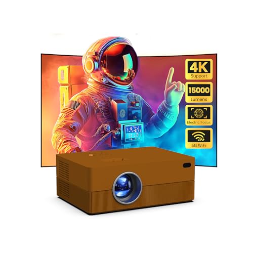 [Enfoque eléctrico] Mini proyector con WiFi y Bluetooth, proyector portátil nativo 1080P compatible con 4K, 15000L proyector al aire libre para cine en casa, compatible con iOS, Android, TV Stick