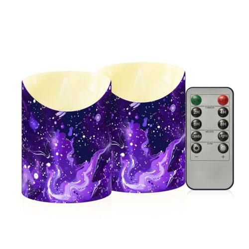 Velas de cera sin llama para Navidad y decoración de mesas en color morado