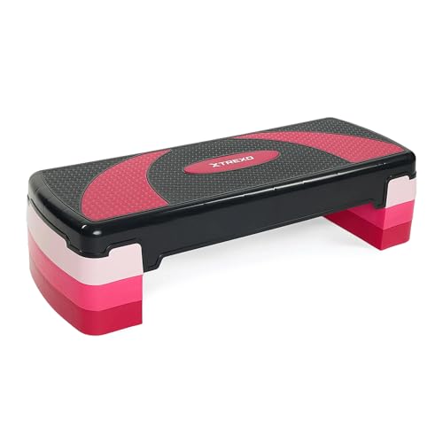 XTREXO Aerobic Step 78 x 30 cm Für Cardio- und Fitnesstraining Höhenverstellbar 10-20 cm Langlebig aus Polypropylen und TPR Aerobic Step Hochwertig Rosa