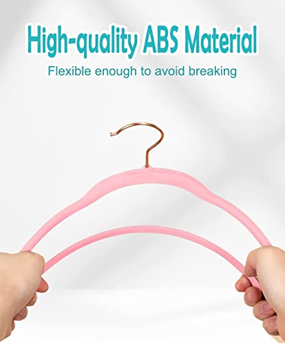 Premium Velvet Baby Hangers For Closet 50 Pack, 11.8" Safe Durable Baby Clothes Hangers For Nursery With 6 Pcs Closet Dividers, Sturdy Felt Hangers For Toddler/Infant/Kids/Childrens - Pink #TOP6