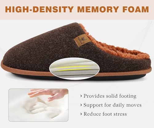 Image of KuaiLu Mens House Memory Foam Slippers with Comfortable Warm Plush Lining
