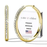 Cate & Chloe Bianca 18k Yellow Gold Plated Hoop Earrings For Women | Cubic Zirconia Earrings With Round Cut Crystals | Best Hypoallergenic Gold Hoop Earring Set, Fashion Jewelry For Women