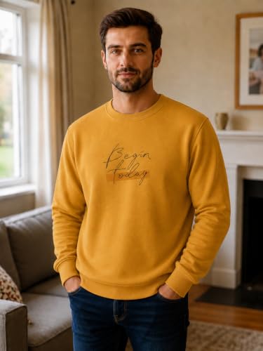 Image of Mack Jonney Men's Printed Fleece Sweatshirt|Full Sleeve Round Neck Winter Sweatshirt for Casual Wear|Travel|Gym & Everyday Style-mj-403