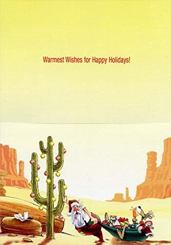 LPG Greetings Santa Delivers Toys in the Desert : DR Laird Box of 18 Funny Western Christmas Cards