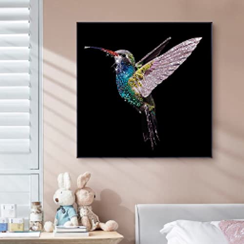 Toile colibri diamant art moderne 30x30cm pour décoration salon