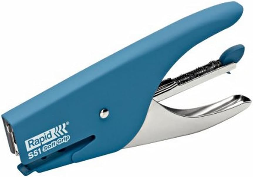 Rapid Supreme S51 Stapling Pliers, 15 Sheet Capacity, Uses No. 21 Staples, Soft Grip, Metal and Rubber, Blue, 10538742