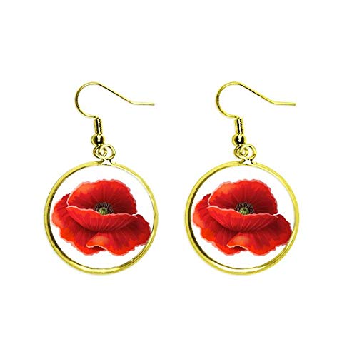 Boucles d'oreilles pendantes or au design artistique de peinture florale pour femme