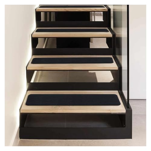 Paquete de 15 peldaños de escalera lavables de 20 x 76 cm para peldaños de madera antideslizantes rectangulares para escaleras, garajes y patios, mejora la seguridad y el estilo