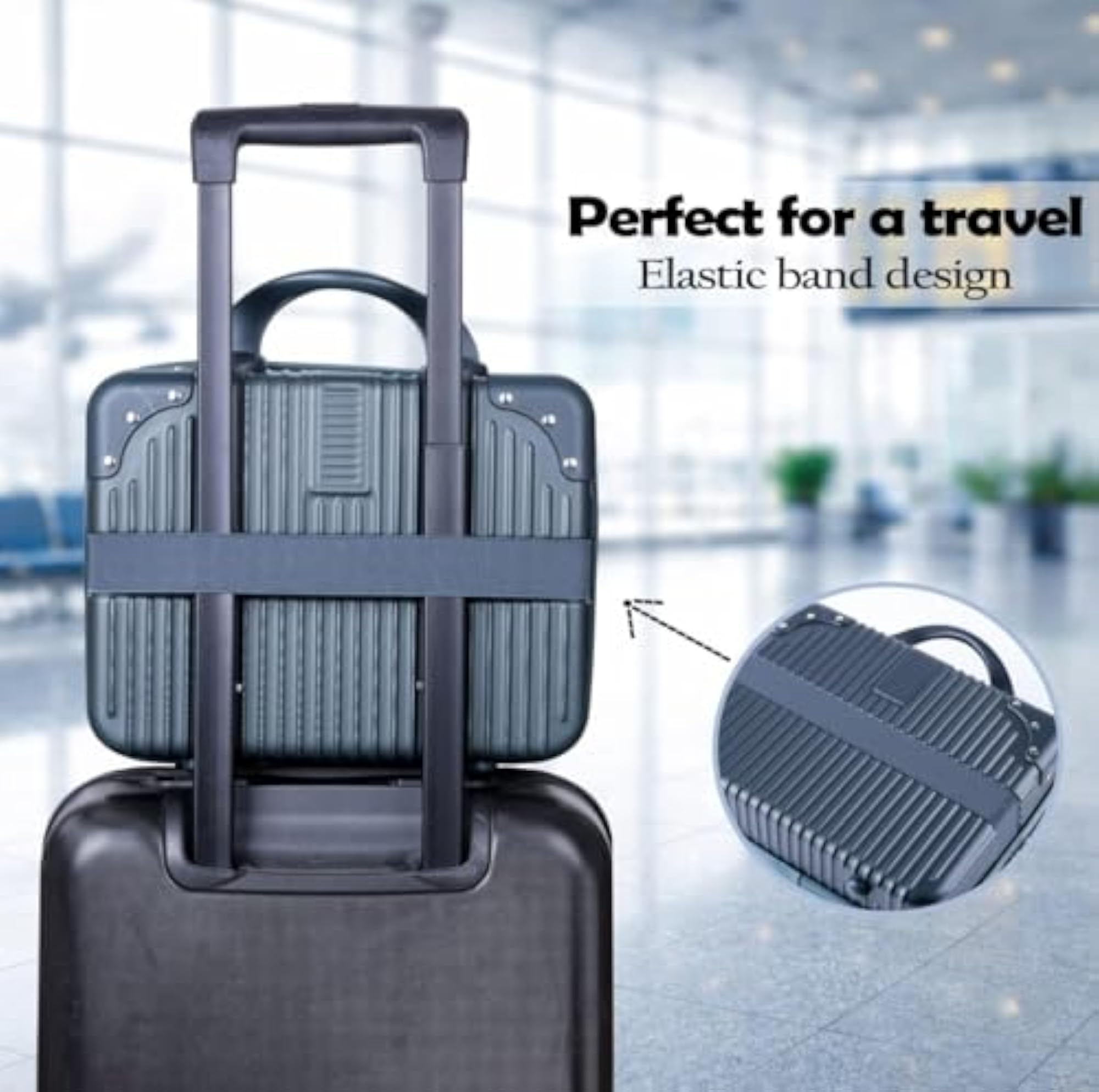 Portable Hard Shell Mini Makeup Case, Travel Cosmetic Carry-On Bag