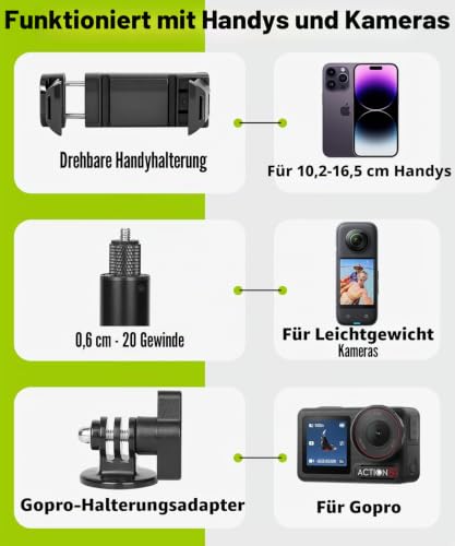 BMZX Golf-Stativ, Einbeinstativ, 119,4 cm, Selfie-Stick für Golfschwungtraining und -aufnahmen, mit Spike, Stativ, Handyhalterung, 1/4-Zoll-20-Schraube, Tragetasche, kompatibel mit iPhones, Android