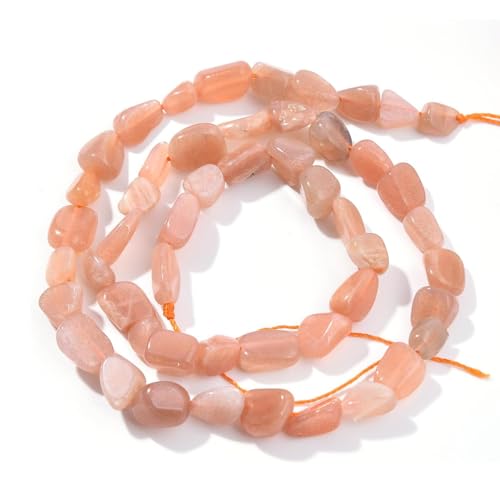 HAAMIIQII 5-8mm Natural Sunstone Pebble Stone Beads 45-50Pcs