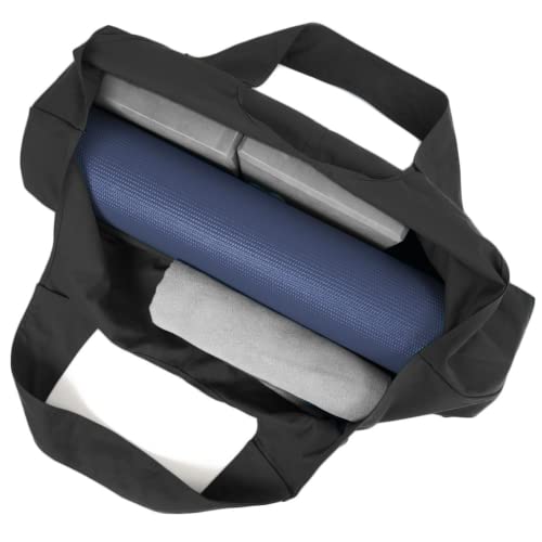 Yogiii Large Yoga Mat Bag | The ORIGINAL YogiiiTotePRO | Large Yoga Bag or Yoga Mat Carrier with Side Pocket | Fits Most Size Mats (Obsidian Black)