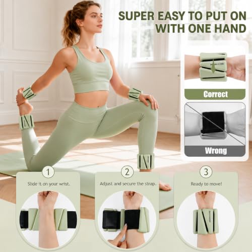 Image of BECOJADDE Ankle Weights Set of 2 (1 lb /2 lb /3 lb Each) Adjustable Wrist Weights for Women Men Wearable Arm Leg Weight for Pilates, Running, Walking, Workout, Yoga