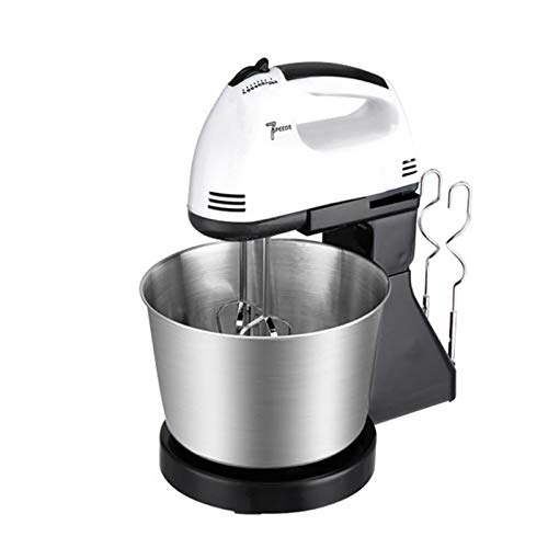 Automatische 7-Gang-Kuchen-Ei-Mixer, Blender Elektro-Standmixer Knethaken Whisk Beater Hand Mehl, Brot, Ei-Klopfer Blender,Weiß