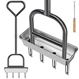 Dolibest Lawn Coring Aerator, Manual Lawn Aerator, 4 Stainless Steel Corer Plug Aerator with Triangular Handle, Pre-Assembled Manual Grass Aerating Tool & Storage Tray for Improving Lawn Health