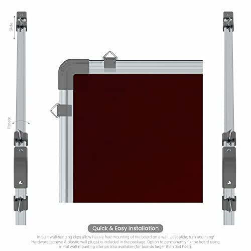 Image of Scholar Art Metis 1.5x2 Feet Fabric Pin-up Board for Study Room & Wall | High Strength Velvet Cloth + High Density Soft Board for Pinning Photos, Sticky Notes & Reminders (Maroon)