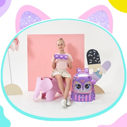 Image of Backpacks for Girls School Bag Cute Girls Backpacks Ages 8-10 Kids Bookbag Set Travel Backpack for Preschool Kindergarten Elementary Students Backpack to School Supplies