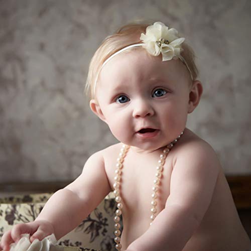 My Lello Infant Baby/Toddler Girls Flower Headbands Chiffon Beaded Flower Skinny Elastic 2 pack3