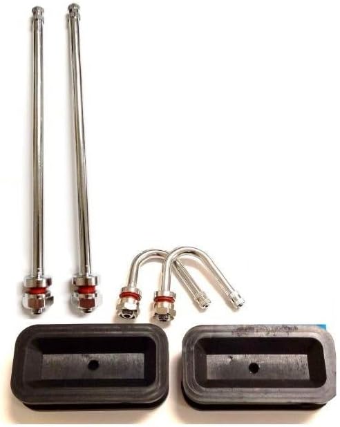 DL1SPAA Dually Valve Kit Chrome Fits Sprinter 16" Aluminum/Alcoa Inner & Outer Wheel Rectangle Holes with Rounded Edges 3.5" x 1.5" Class B or C