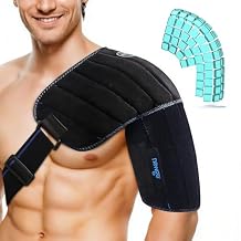 NEWGO Shoulder Ice Pack Wrap for Rotator Cuff, 2 Hours Long Lasting Cold Therapy with Flexible Cubed Design, Pain Relief for Arm & Shoulder Injuries, Post-Surgery Recovery, Reusable