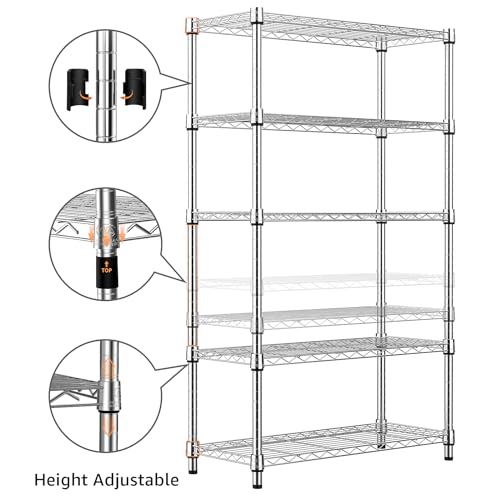 Image of M MZG 1250 lbs Steel Heavy Duty 5-Tier Utility Shelving Unit Steel Organizer Wire Rack for Home,Kitchen,Office,Chrome (13.7 inch D x 23.6 inch W x 62.4 inch H)