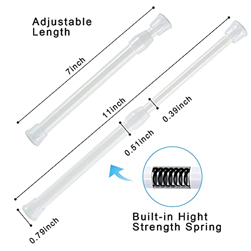 6Pcs Tension Rod, Goowin Small Tension Rods For Windows, No Drilling Rustproof Spring Adjustable Short Tension Rod For Wardrobe Bars, Bookcase (White, 7-11 Inch) #TOP2