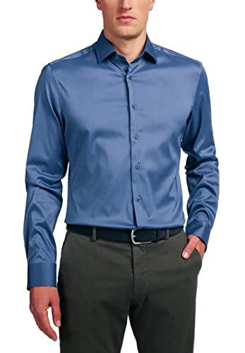 ETERNA Slim Fit Performence Hemd Langarm New Kent Stretch Rauchblau Größe 38
