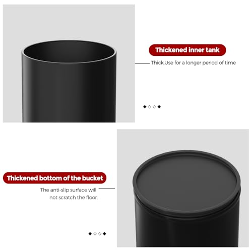Caneca de basura negra 12L con tapa giratoria miniatura 5