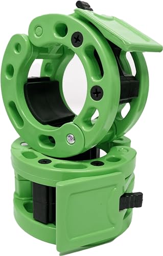 Clout Fitness Quick Release Pair of Locking 2' Olympic Size Barbell Clamp Collar Great for Pro Training (Green)