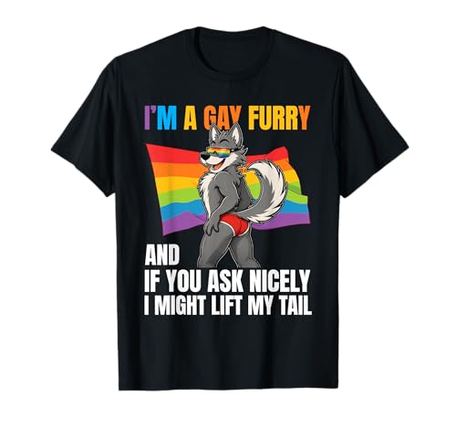 Funny Gay Furry Tail Pride Rainbow Queer Fox CSD Party LGBTQ T-Shirt