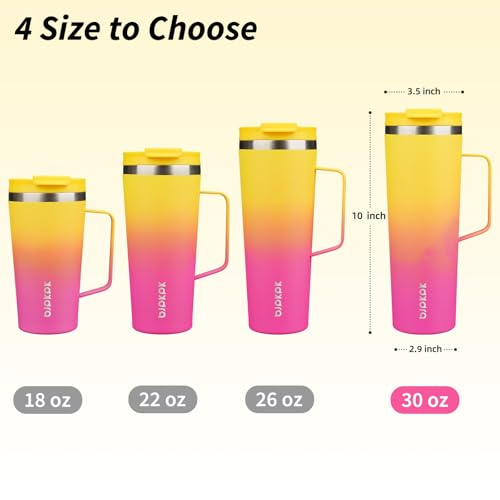 Image of BJPKPK 30oz Insulated Tumbler with Handle, Lid & Straw, Stainless Steel