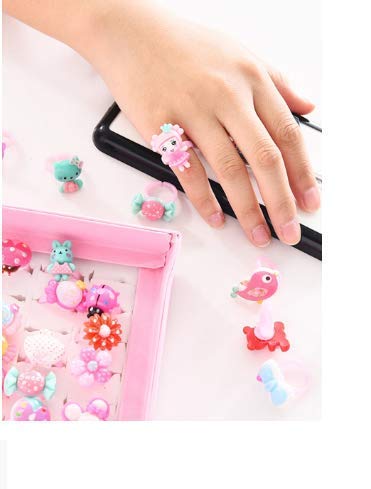 QUALITYZONE Little Girl Cute Lovely Jewel Rings - 36pcs Set - Multicolored - Plastic - Cartoon - Playtime - Rings 1