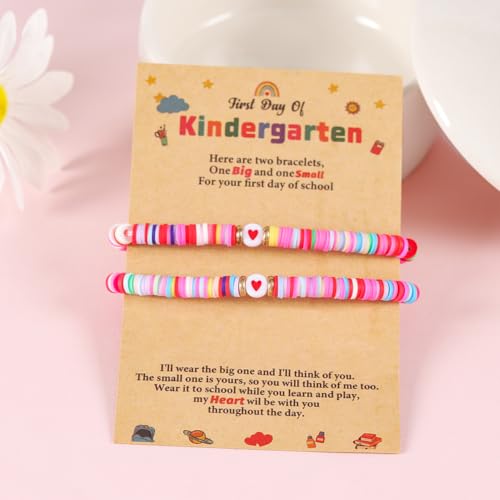 Image of First Day of Kindergarten Bracelet, Back to School Gifts Bracelet for Kids - Mommy and Me Bracelets, Back To School Supplies Adjustable Bracelets for Mom Daughter Son Girls Boys