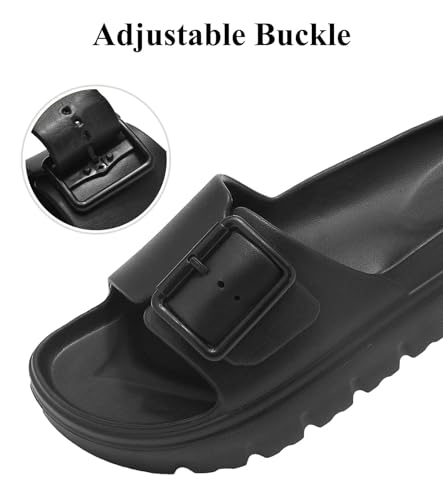 Image of Haifago Womens Platform Sandals with Arch Support, Summer Beach Slides with Adjustable Buckle, Comfort Lightweight Chunky Cushion Slip on Sandal