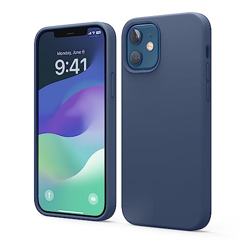 elago Compatible with iPhone 12 and iPhone 12 Pro Case, Liquid Silicone, Full Body Protective Cover, Shockproof, Anti-Scratch Soft Microfiber Lining, 6.1 inch (Jean Indigo)