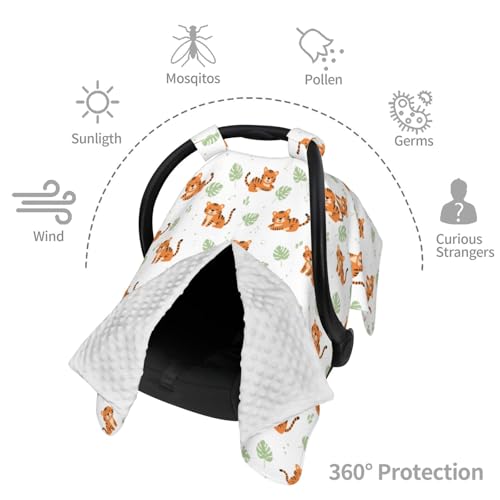 Image of Tiger and Leafs Baby Car Seat Canopy Nursing Cover for Newborn Car Seat Breastfeeding Covers Blanket Newborn Shower Gift