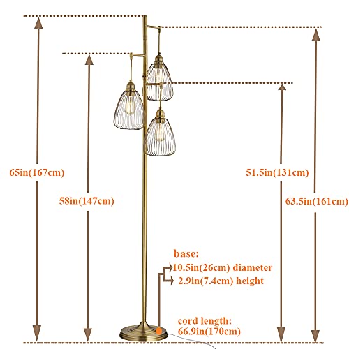 LeeZM Lash Lamp Lash Light for Eyelash Tech,Dimmable Led Half Moon Light,Tall Rustic Vintage Pole Lighting with LED,Moon Industrial Lamp for Living Room,Office - Brown Brass