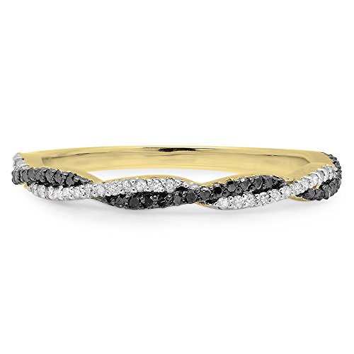 Dazzlingrock Collection 0.25 Cttw Round Black & White Diamond Swirl Stackable Ring for Women in 14K Solid Gold3