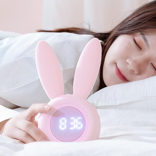 Réveil lapin en silicone et ABS, le cadeau idéal avec veilleuse intégrée pour petits et grands