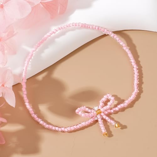 White Cute Pearl Bow Bracelets for Women Dainty Bowknot Crystal Beaded Bracelet Boho Bow Charm Statement Western Jewelry Gifts Wedding Party Prom2